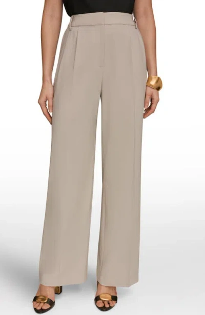 Donna Karan New York Pleated Wide Leg Pants In Gray