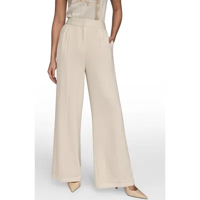 Donna Karan New York Pleated Wide Leg Pants In Neutral