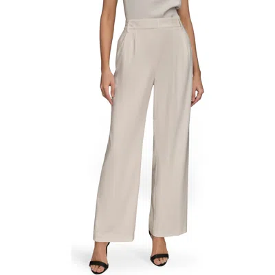 Donna Karan New York Pleated Wide Leg Pants In White