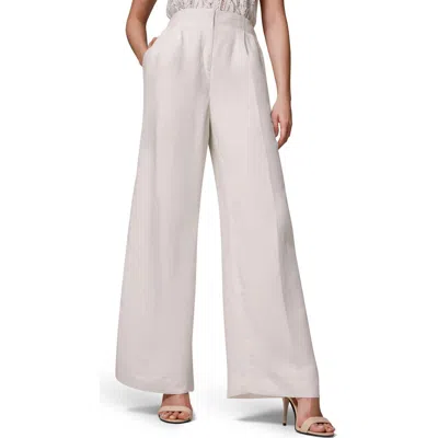 Donna Karan New York Pleated Wide Leg Pants In White