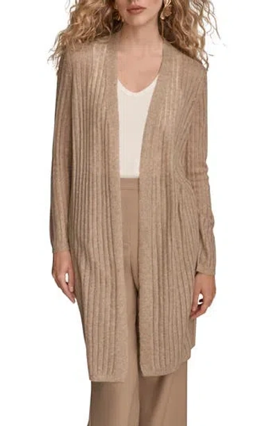 Donna Karan New York Pointelle Cardigan In Brown