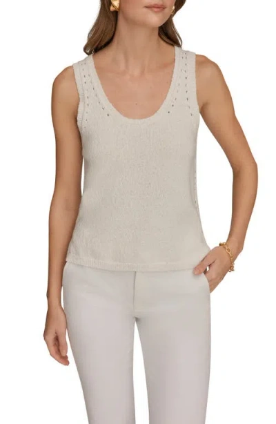 Donna Karan New York Pointelle Stitch Sweater Tank In White