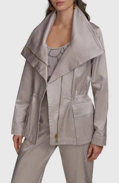 Donna Karan New York Polished Cotton Blend Jacket In Clay