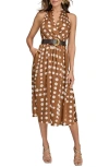 Donna Karan Donna Kaaran New York Plus Size Polka-dot Belted Midi Dress