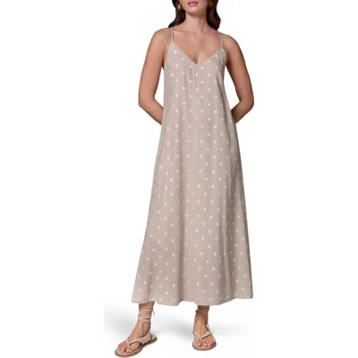 Donna Karan New York Polka Dot Linen Blend Dress In Gray