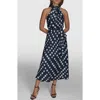 Donna Karan Petite Polka-dot Halter Midi Dress In Nghtfall