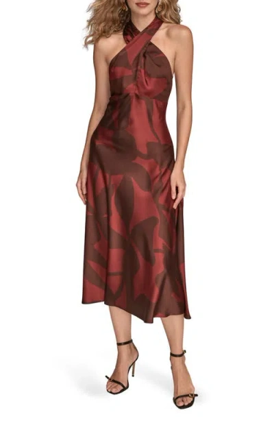 Donna Karan New York Poly Print Sleeveless Gown In Red