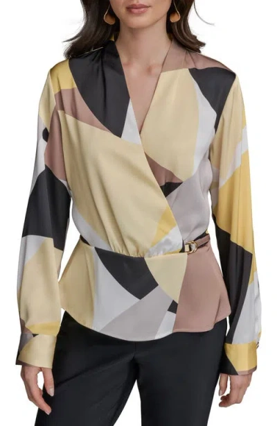 Donna Karan New York Print Belted Top In White