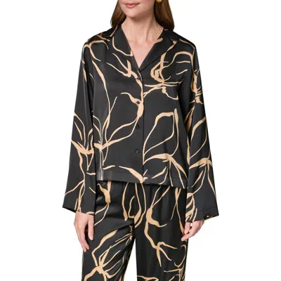 Donna Karan New York Print Satin Shirt In Black