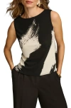 Donna Karan Women's Printed Crewneck Sleeveless Top, Regular & Petite Sizes In Black Multi