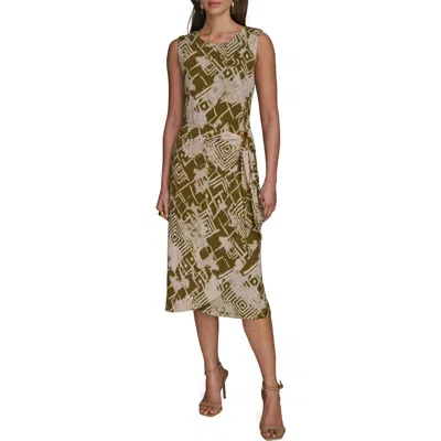 Donna Karan New York Print Sleeveless Midi Dress In Green