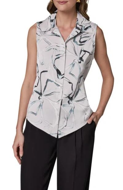 Donna Karan New York Print Sleeveless Shirt In Gray