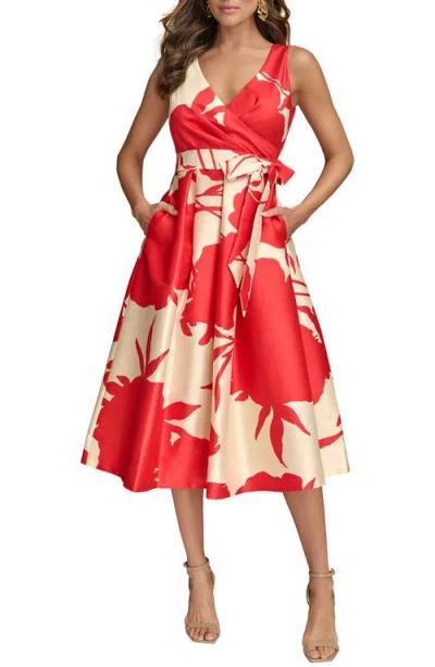 Donna Karan New York Print Tie Waist Fit & Flare Dress