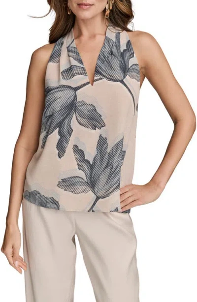 Donna Karan New York Print V-neck Sleeveless Top In Neutral