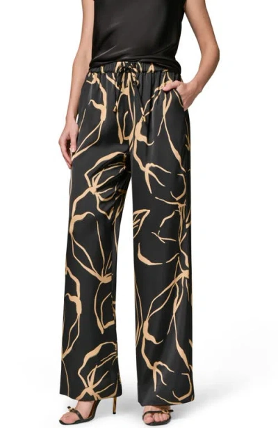 Donna Karan New York Print Wide Leg Satin Pants In Multi