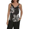 Donna Karan New York Printed Cowl Neck Charmeuse Top In Multi