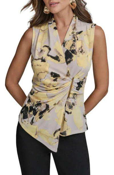 Donna Karan New York Printed Wrap Front Sleeveless Top In Multi