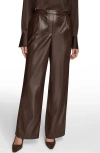 Donna Karan New York Pull On Faux Leather Pants In Brown