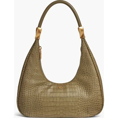 Donna Karan New York Quogue Embossed Croco Shoulder In Green