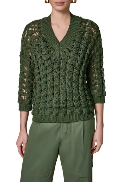 Donna Karan New York Relaxed Fit V-neck Sweater In Green