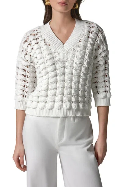 Donna Karan New York Relaxed Fit V-neck Sweater In White