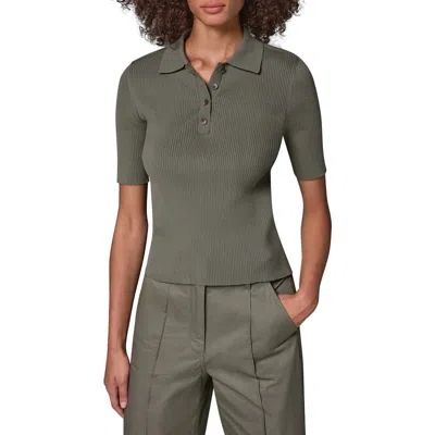 Donna Karan New York Rib Button Front Sweater In Gray