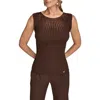 Donna Karan New York Rib Sleeveless Top In Brown