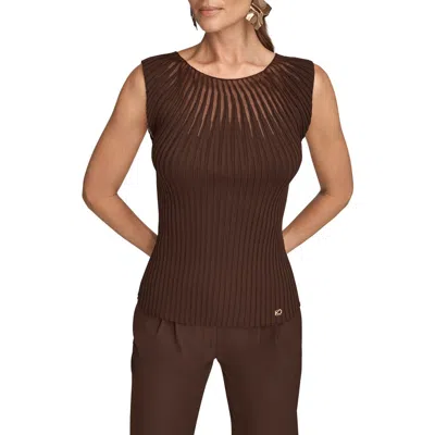 Donna Karan New York Rib Sleeveless Top In Brown