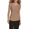Donna Karan New York Rib Sleeveless Top In Brown