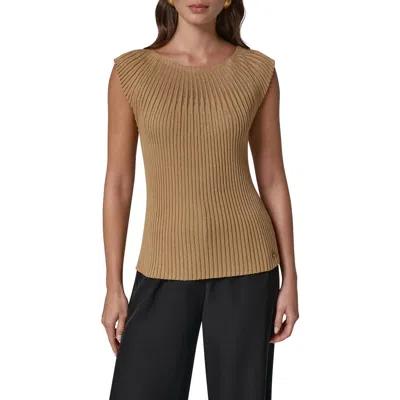 Donna Karan New York Ribbed Sleeveless Sweater In Brown