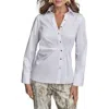 Donna Karan New York Ruched Asymmetric Cotton Button-up Shirt