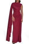 Donna Karan New York Ruched Drape Gown In Burgundy