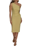 Donna Karan New York Ruched One-shoulder Cocktail Dress In Green