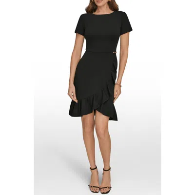 Donna Karan New York Ruffle Detail Dress In Black