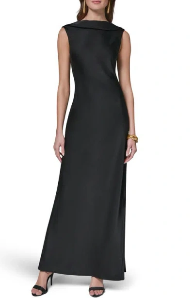 Donna Karan New York Ruffle Satin Gown In Black
