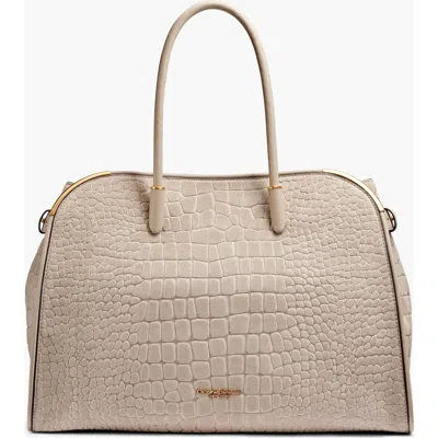 Donna Karan New York Satin Croc-effect Suede Tote In Neutral