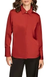 Donna Karan New York Satin Hidden Button-up Top In Red