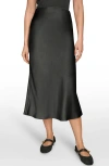 Donna Karan New York Satin Midi Skirt In Black