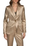 Donna Karan New York Satin One-button Blazer In Brown