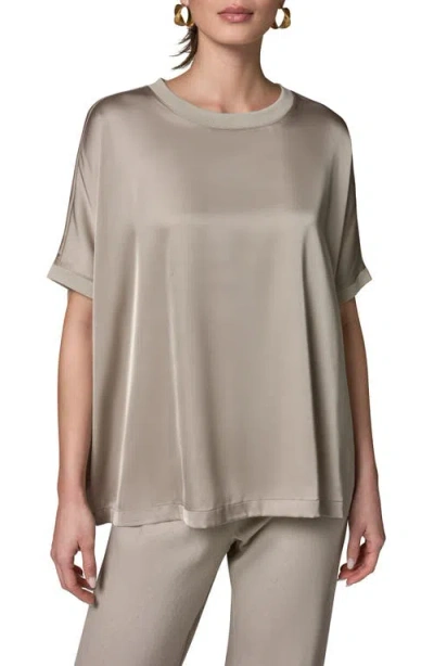 Donna Karan New York Satin Short Sleeve Top In Multi
