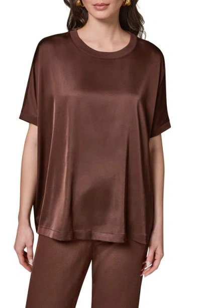 Donna Karan New York Satin Short Sleeve Top In Multi