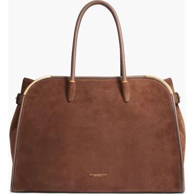 Donna Karan New York Satin Suede Tote In Brown