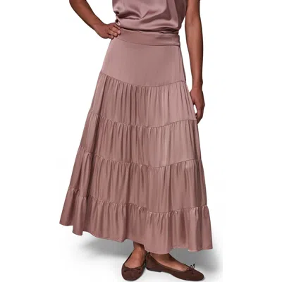 Donna Karan New York Satin Tiered Midi Skirt In Pink