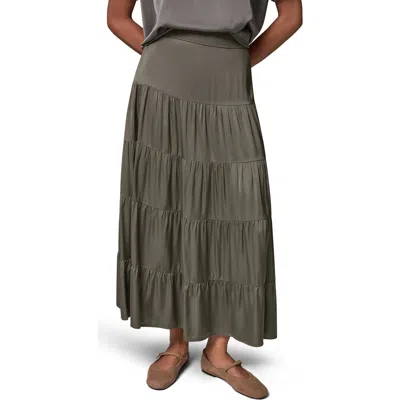 Donna Karan New York Satin Tiered Midi Skirt In Green
