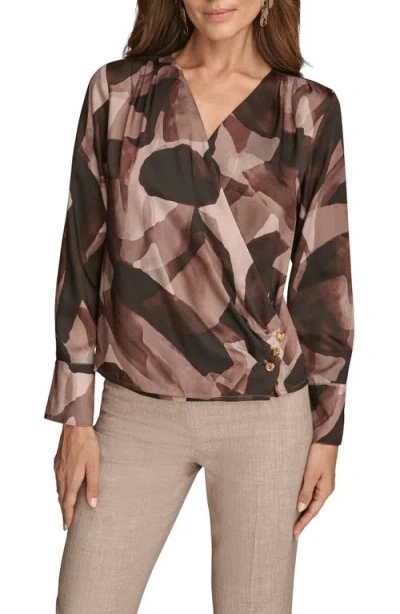 Donna Karan New York Satin Wrap Top In Pink