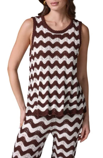 Donna Karan New York Scallop Stripe Sleeveless Pointelle Sweater In Multi