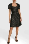 DONNA KARAN DONNA KARAN NEW YORK SEQUIN BELTED BUTTON-UP DRESS