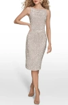 Donna Karan New York Sequin Cocktail Sheath Dress In Metallic