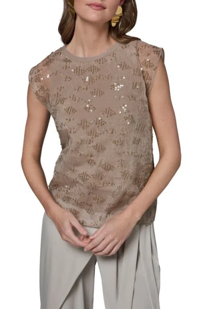 Donna Karan New York Sequin Detail Top In Gray