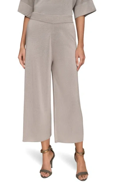 Donna Karan New York Sequin Dot Crop Wide Leg Knit Pants In Gray